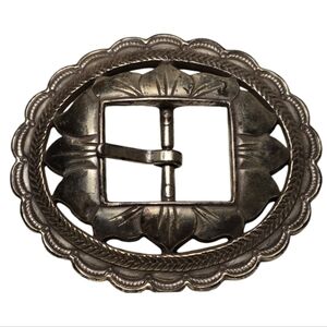 French Country Glam! Silver Tone Ornate Buckle Embellishment
